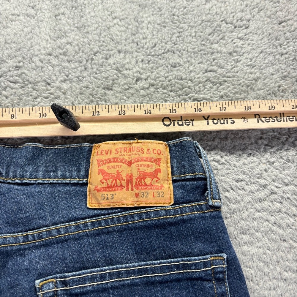 Levis 513 Jeans Mens 32x32 Blue Dark Wash Cotton Stretch Slim Fit Denim - Picture 7 of 10